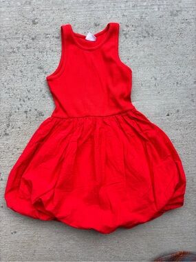 Zara Red Sleeveless Bubble-Hem Dress